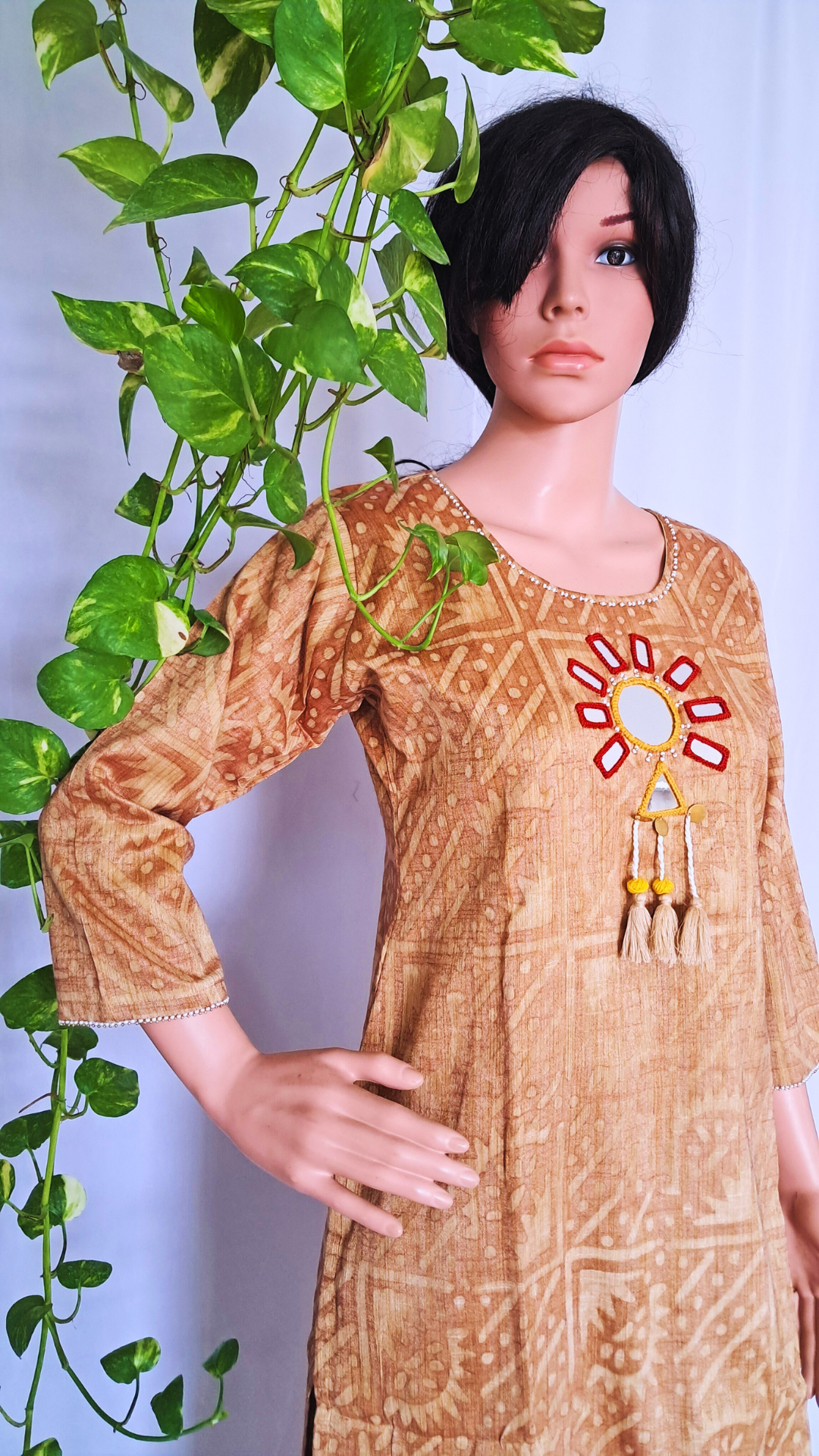 Rust Batik Linen Kurta Pant Sets
