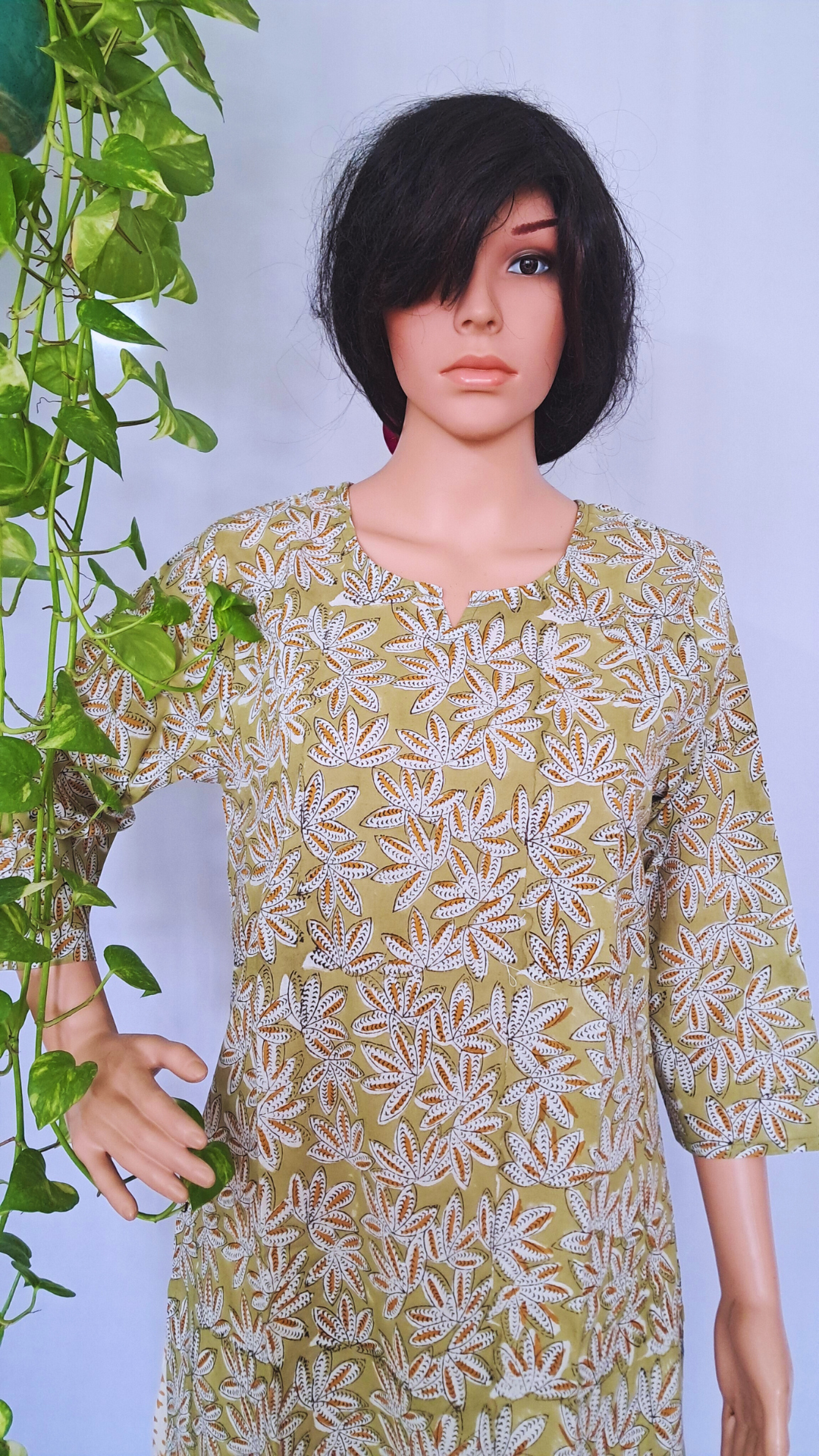 Green Floral Cotton Kurta Sets