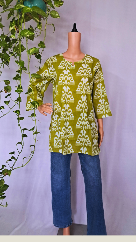 Green Short Kurti For Jeans