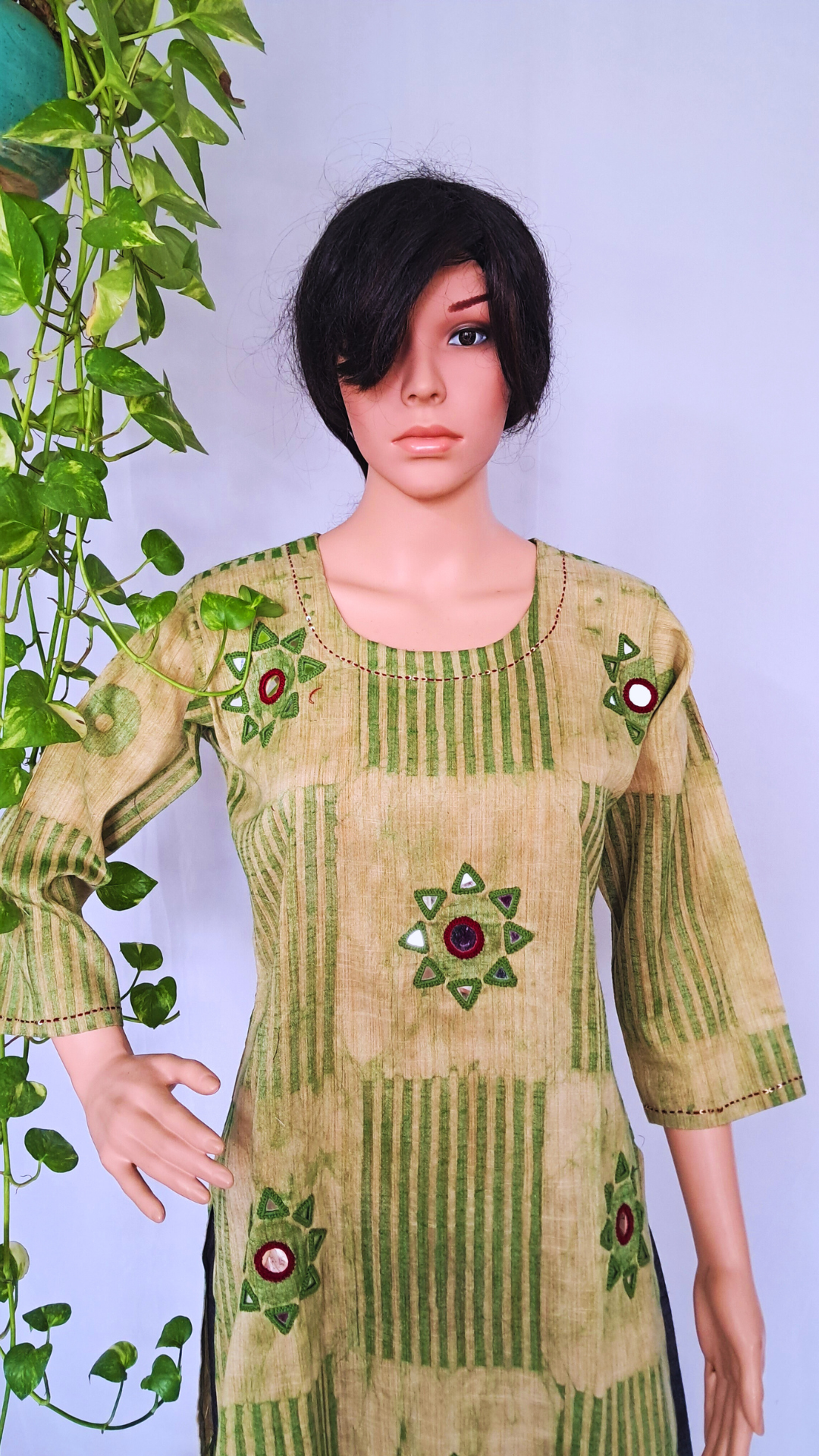 Green Batik Linen Kurta Pant Sets