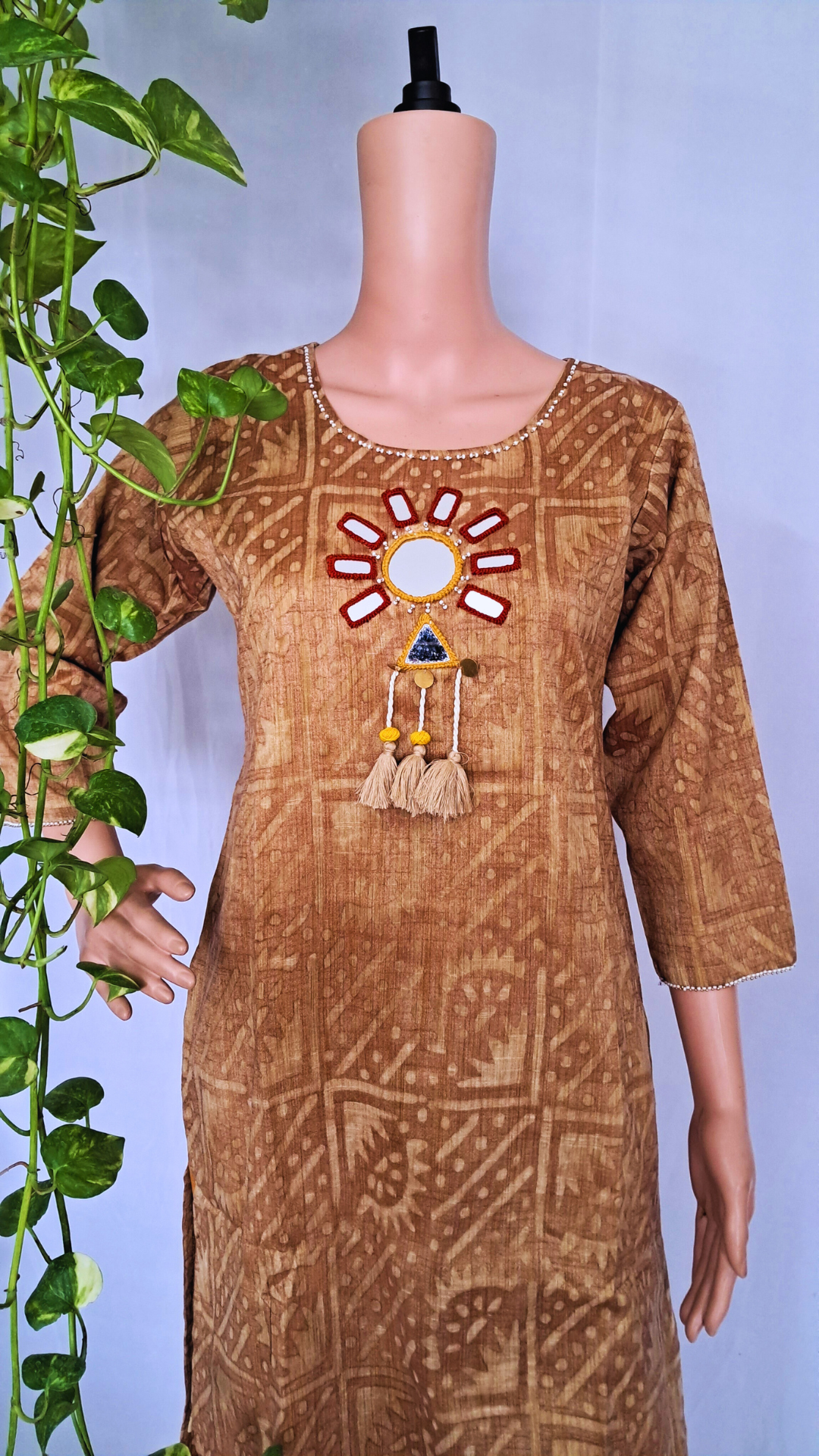 Rust Batik Linen Kurta Pant Sets