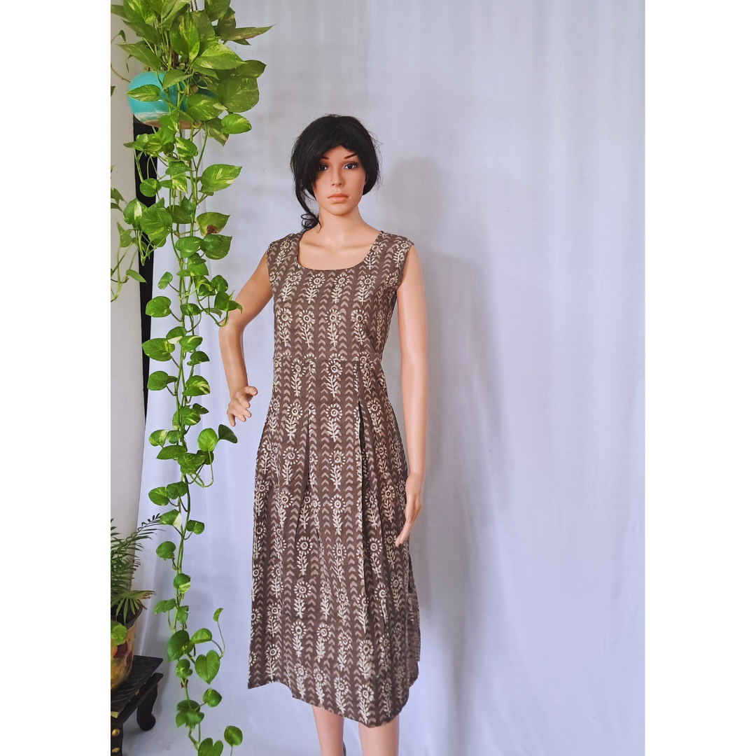 Box Pleated Cotton Dress