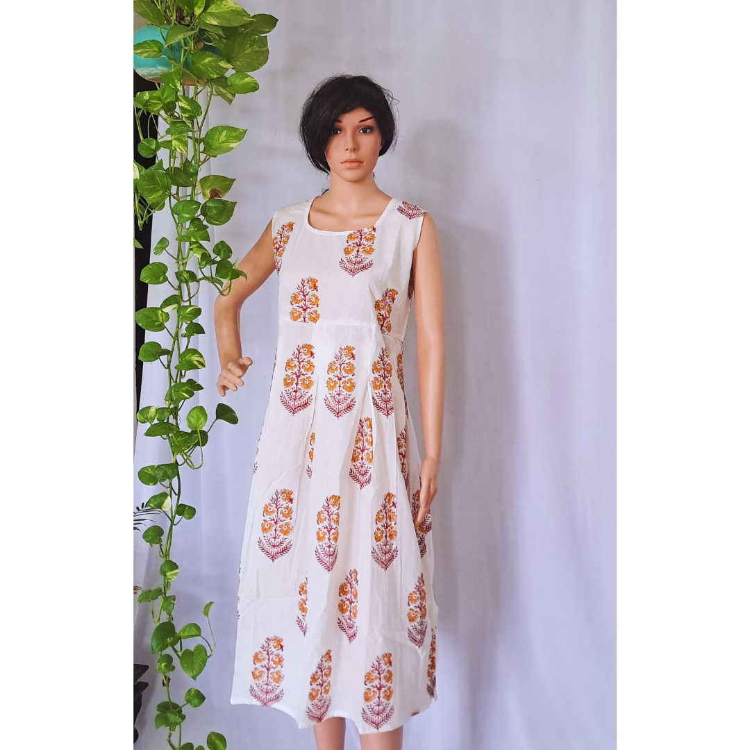 Box Pleated Cotton Dress