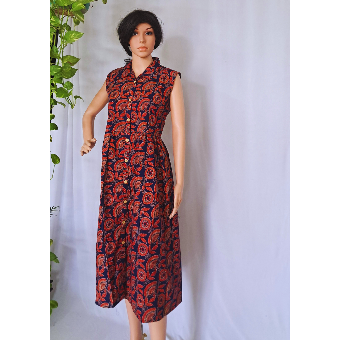 Bagru Hand Block Cotton Dress