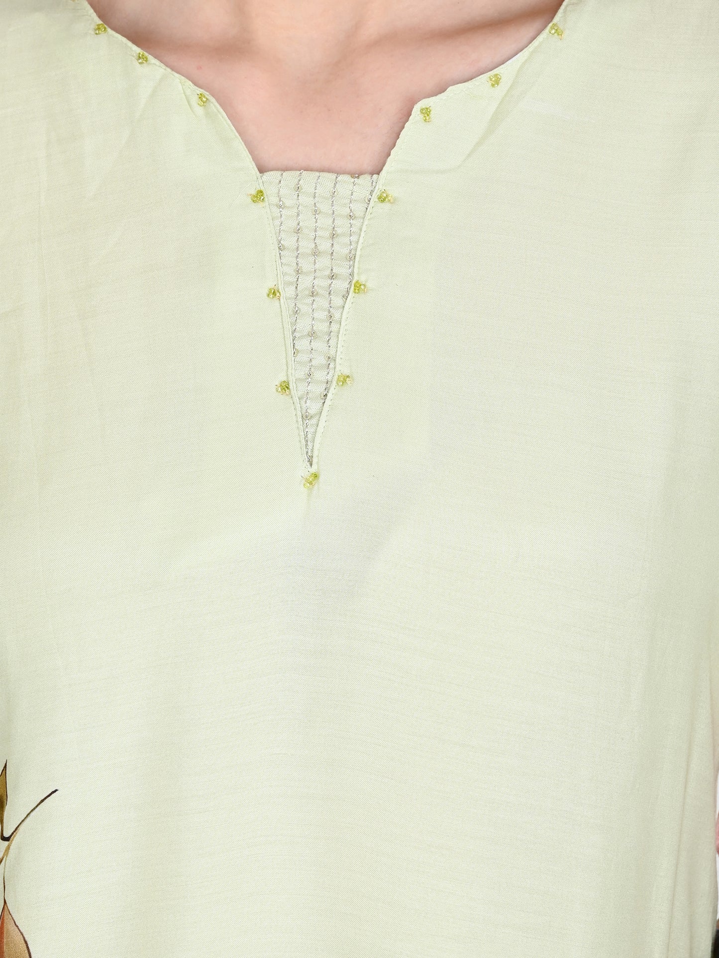 Muslin Pista Kurta, Pants & Dupatta set
