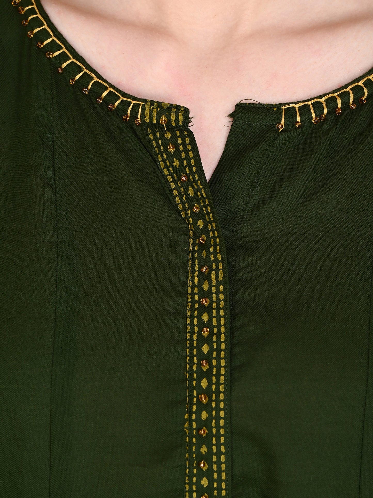 Green Muslin Flared Kurta Pant Sets