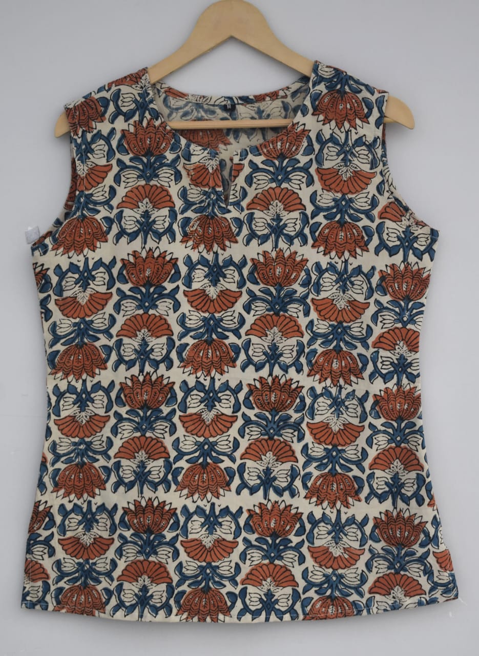Floral Cotton Short Kurti For Jeans