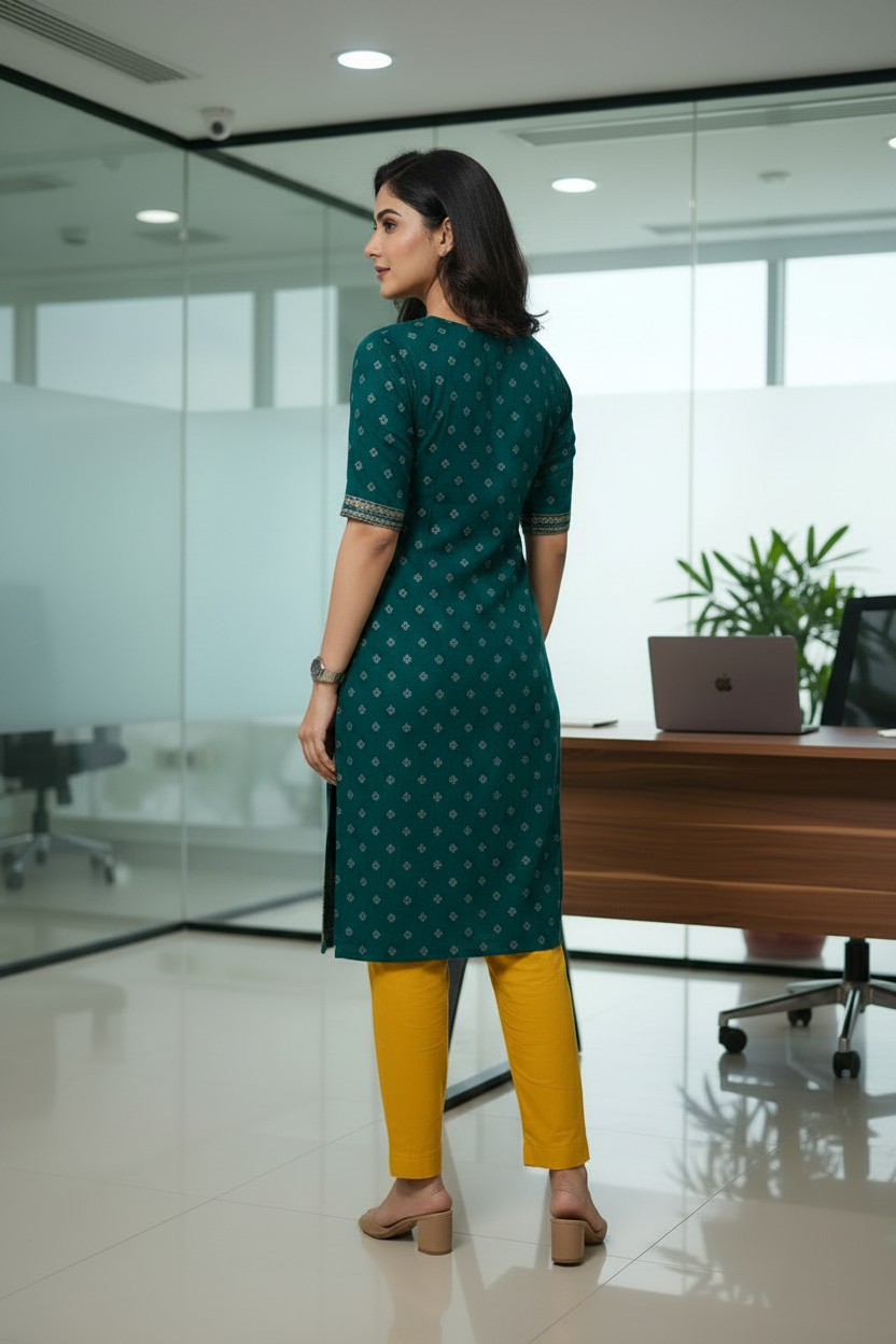 Everyday Mustard Yellow Cotton Pant For Women