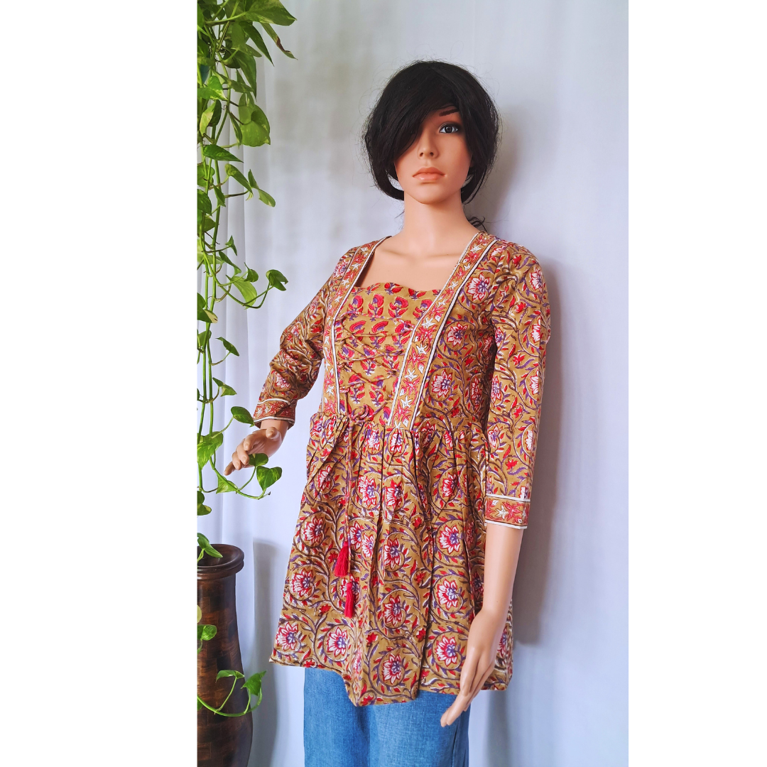 Pure Organic Cotton Frill Short Kurti