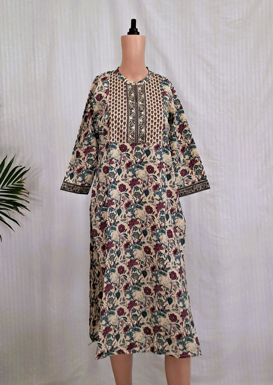 Floral Print Cotton Kurta