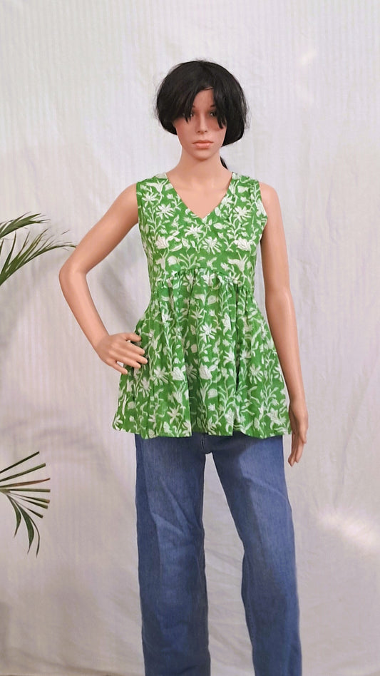 Block Printed Cotton Short Kurti 