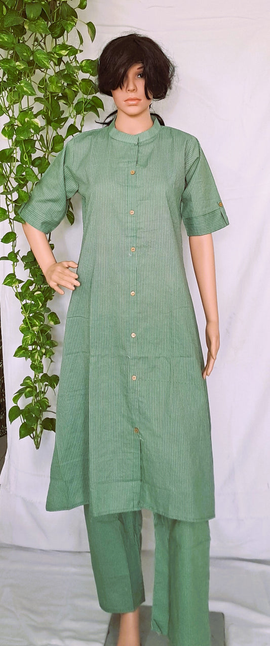 Green Cotton Kurta Sets