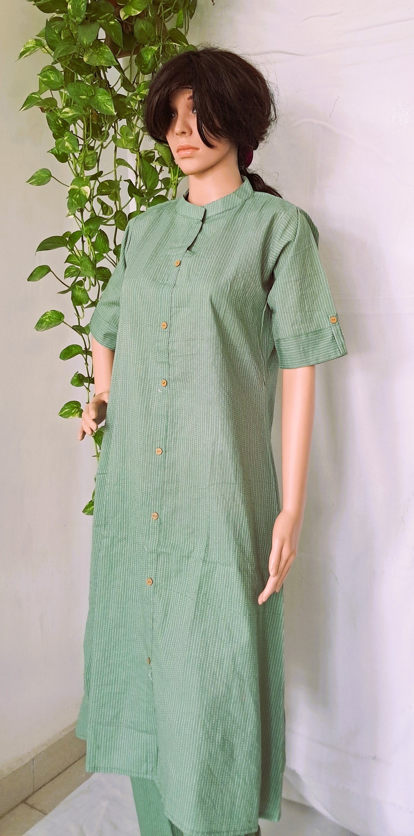 Green Cotton Kurta Sets