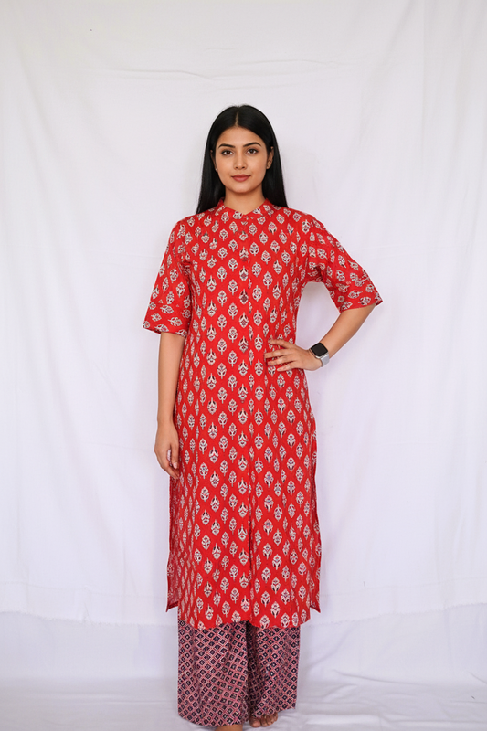 Maroon Cotton Kurta Sets