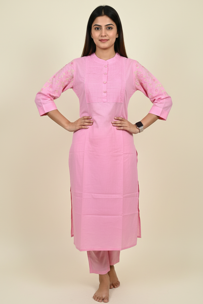 Pink Cotton Kurta Sets