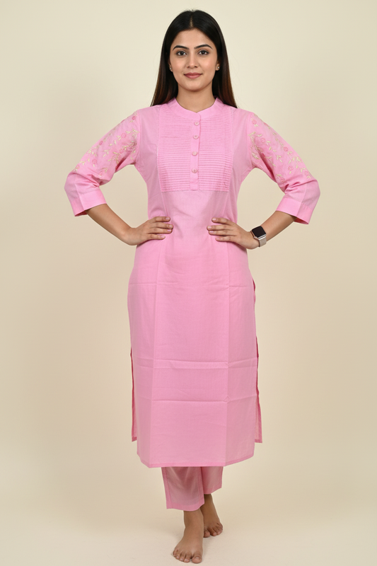 Pink Cotton Kurta Sets