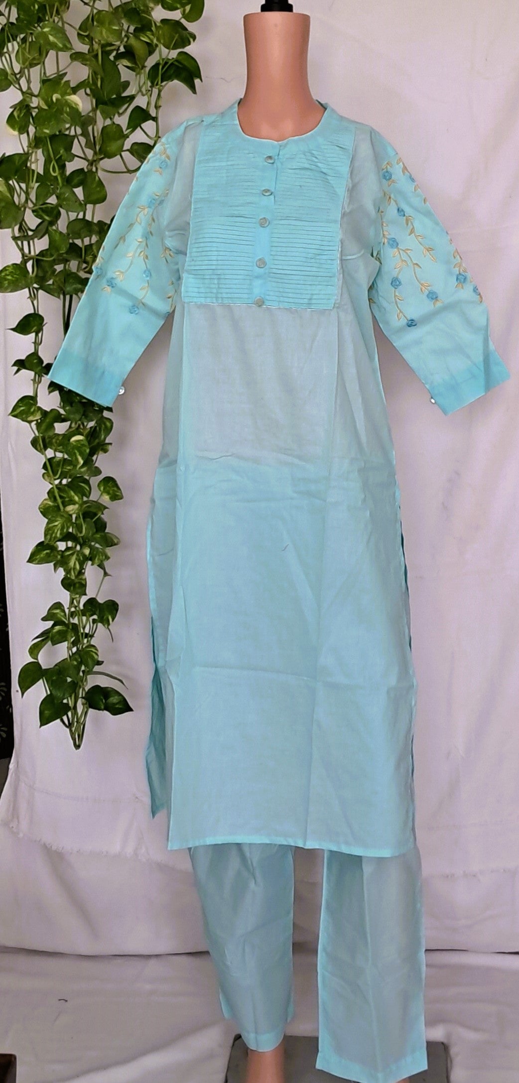 Sky Blue Cotton Kurta Sets