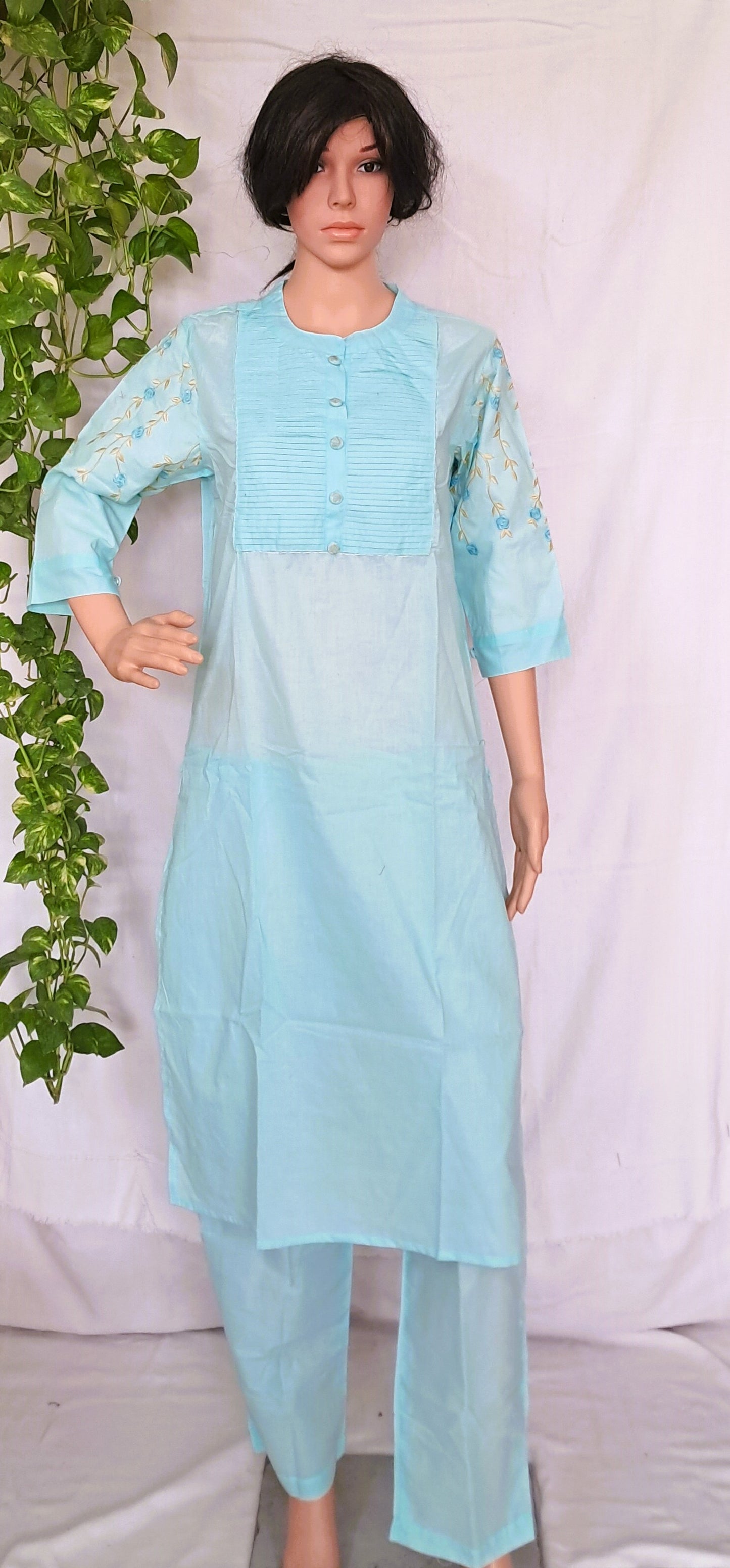 Sky Blue Cotton Kurta Sets