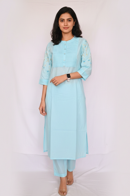 Sky Blue Cotton Kurta Sets