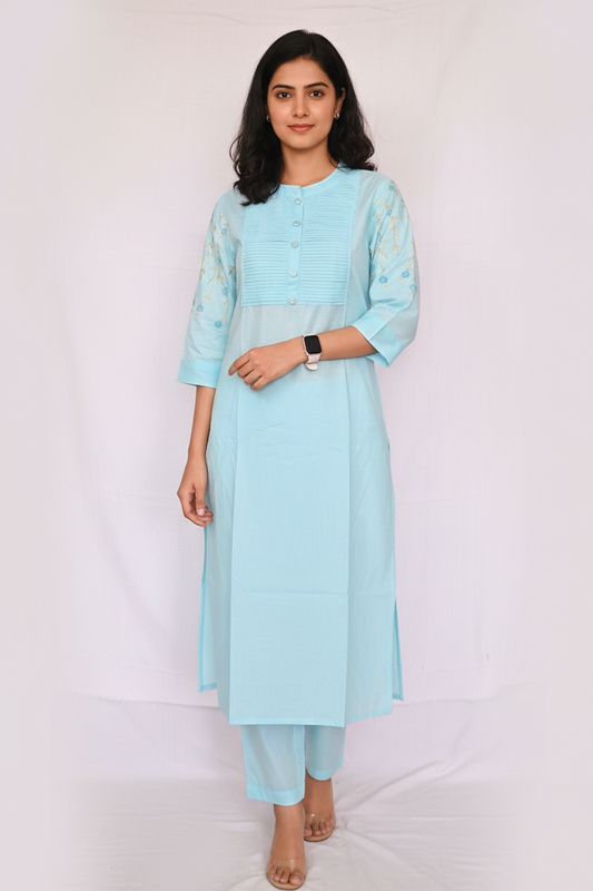 Sky Blue Cotton Kurta Sets