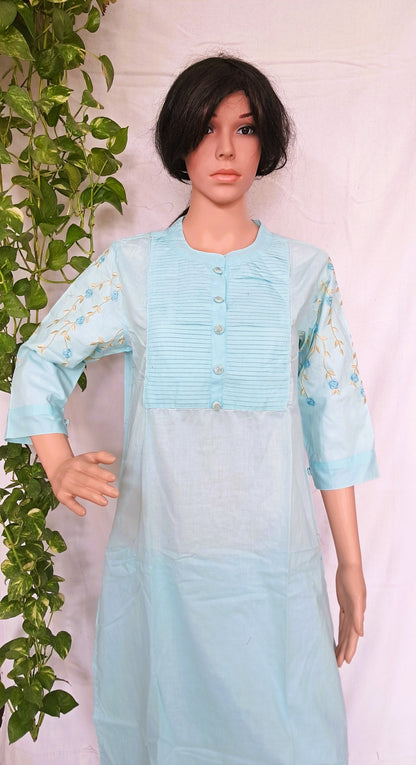 Sky Blue Cotton Kurta Sets