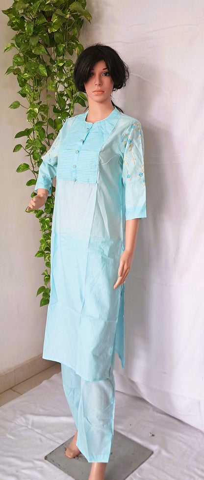 Sky Blue Cotton Kurta Sets