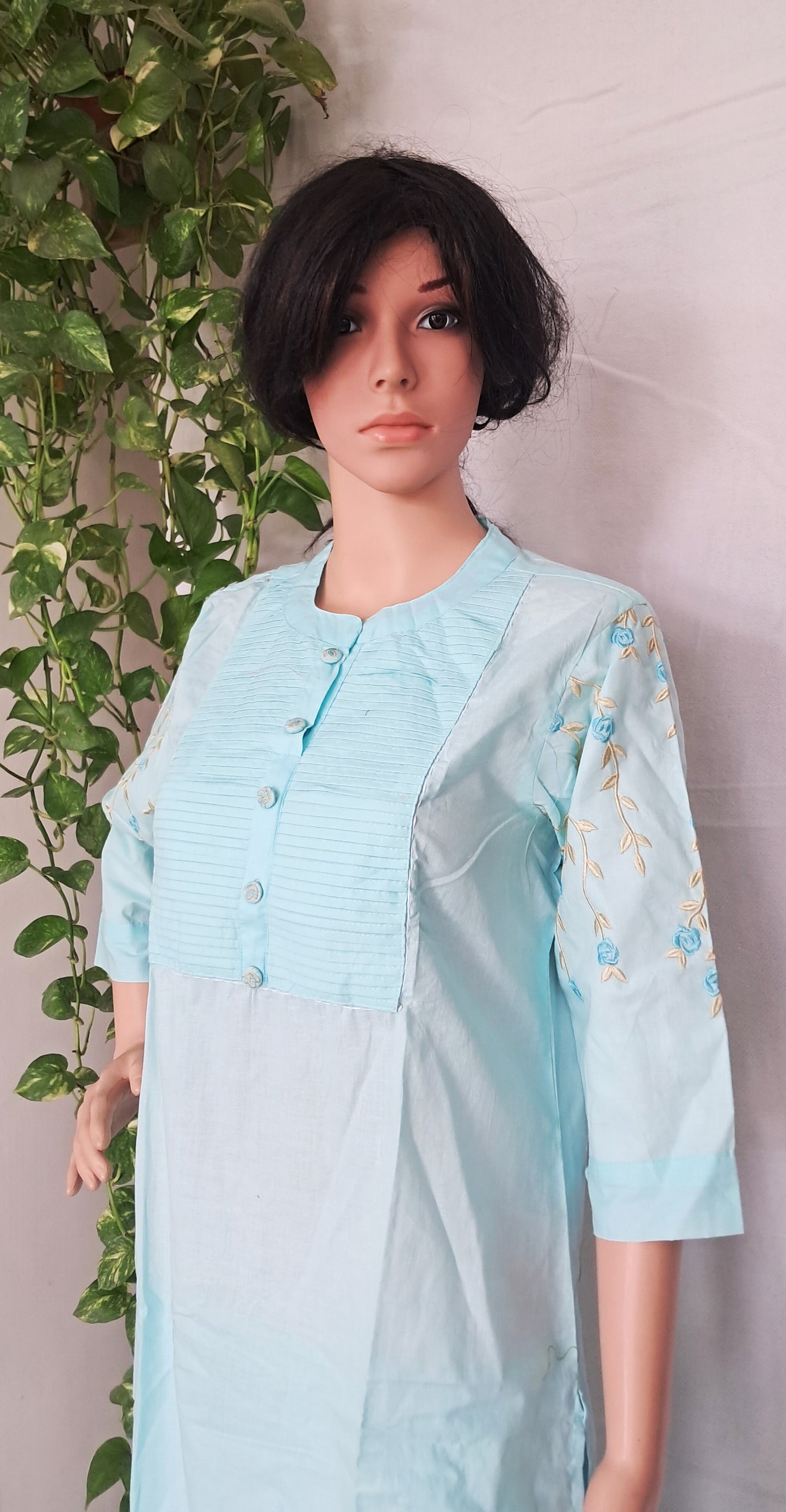 Sky Blue Cotton Kurta Sets