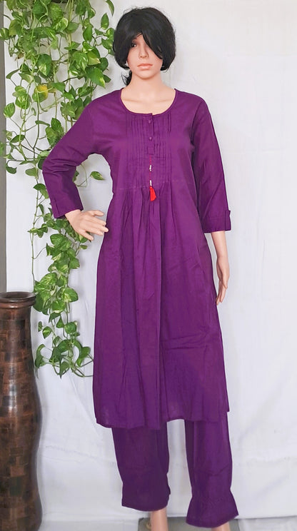 Violet Cotton Kurta Pant sets