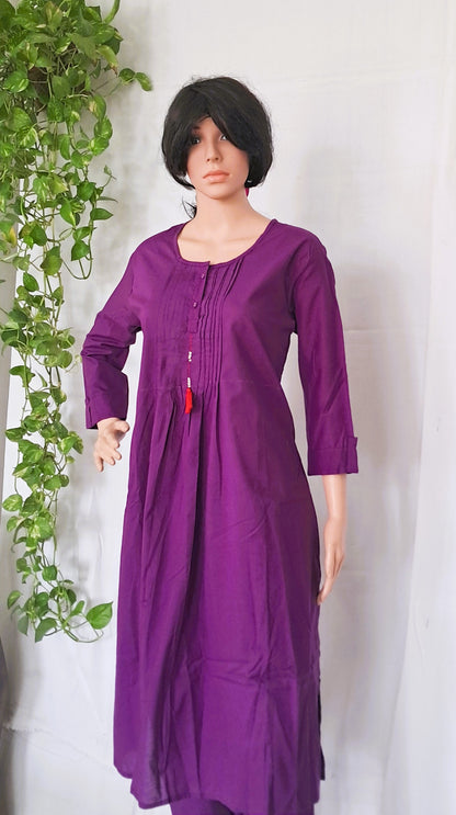 Violet Cotton Kurta Pant sets