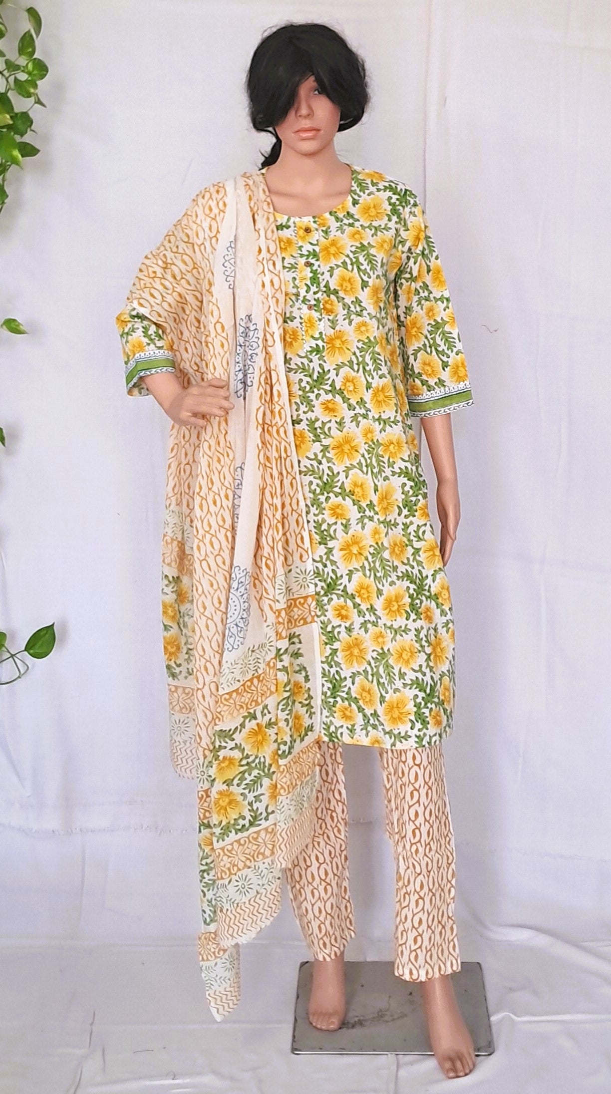 Block Print Kurta Pant and Dupatta sets