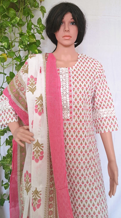 Pink Cotton Dupatta sets