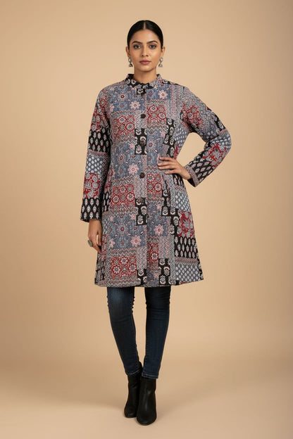 Quilted Cotton Long Jacket For Women