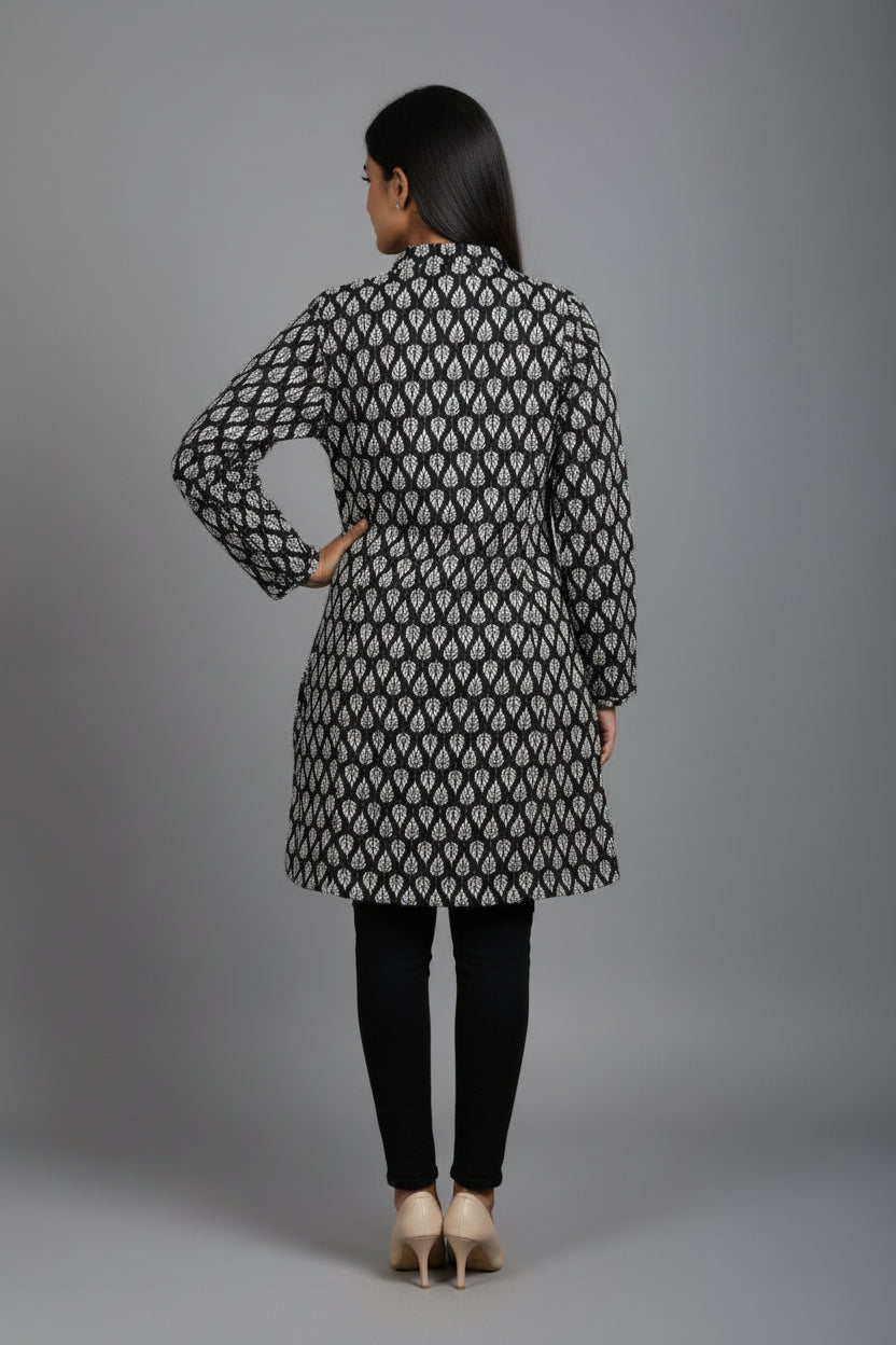 Quilted Cotton Long Jacket For Women