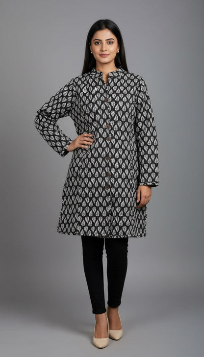Quilted Cotton Long Jacket For Women
