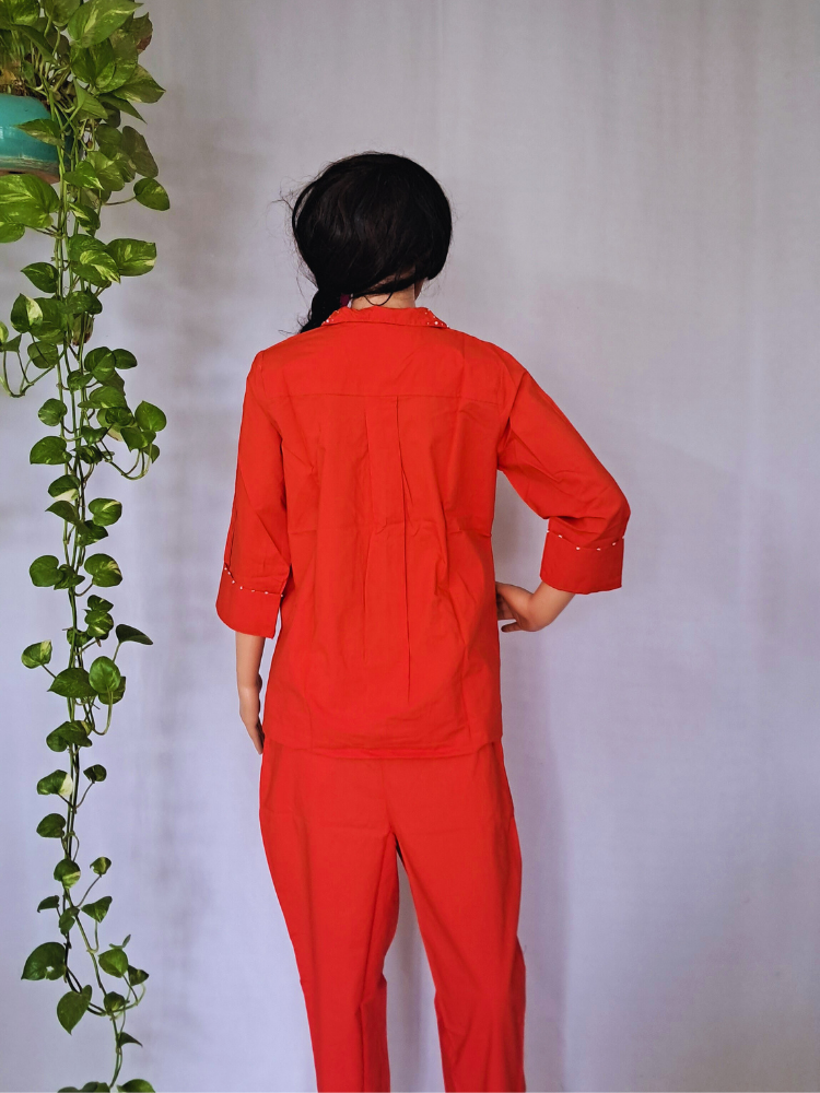 Coral Cotton Co-ord Set