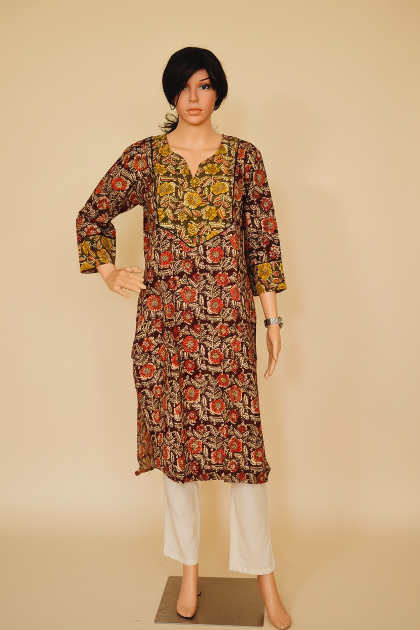 Kalamkari Floral Cotton Kurta