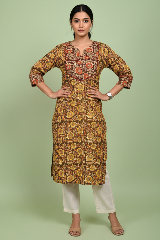 Kalamkari Floral Cotton Kurta