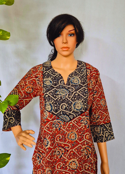Kalamkari Maroon Cotton Kurta