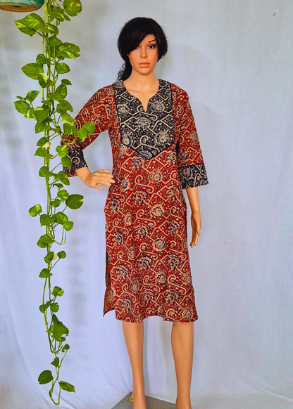 Kalamkari Maroon Cotton Kurta