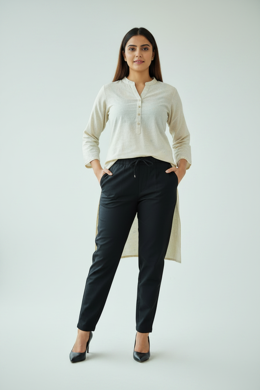 Everyday Black Cotton Pant For Women