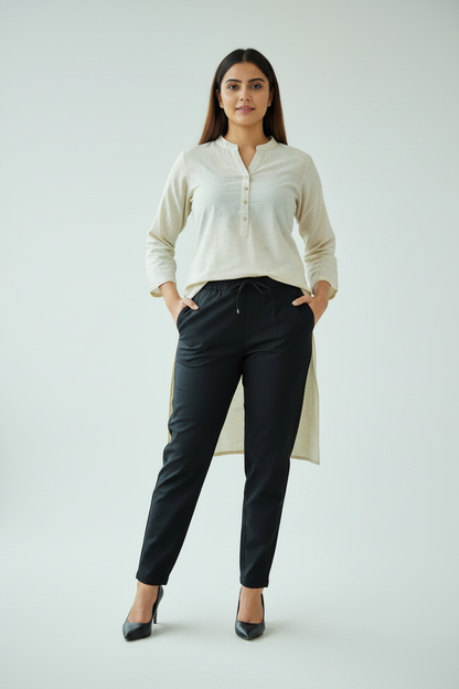 Everyday Black Cotton Pant For Women