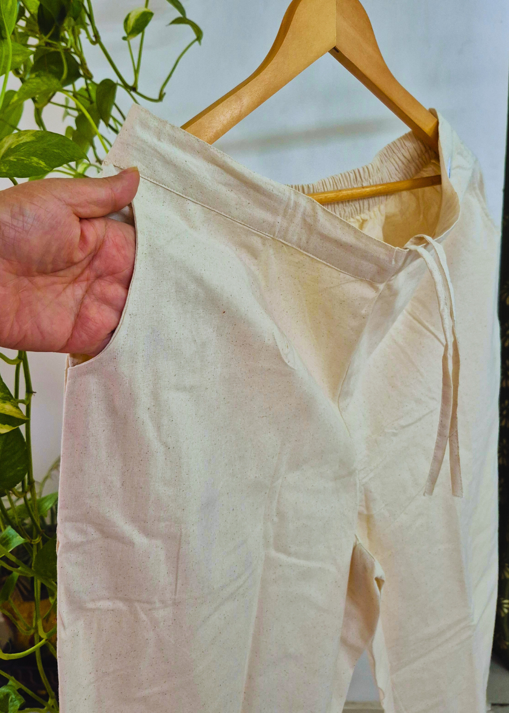 Everyday Off White Cotton Pant For Women