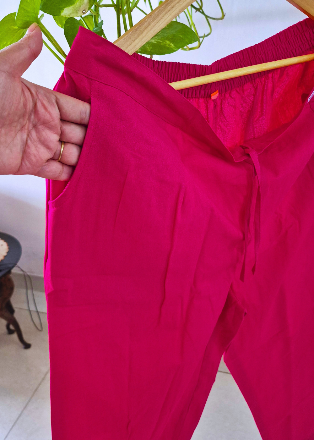 Everyday Rani Pink Cotton Pant For Women