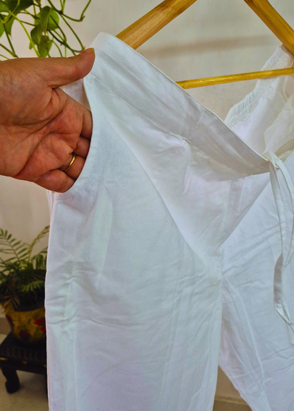 Everyday White Cotton Pant For Women