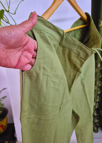 Everyday Green Cotton Pant For Women