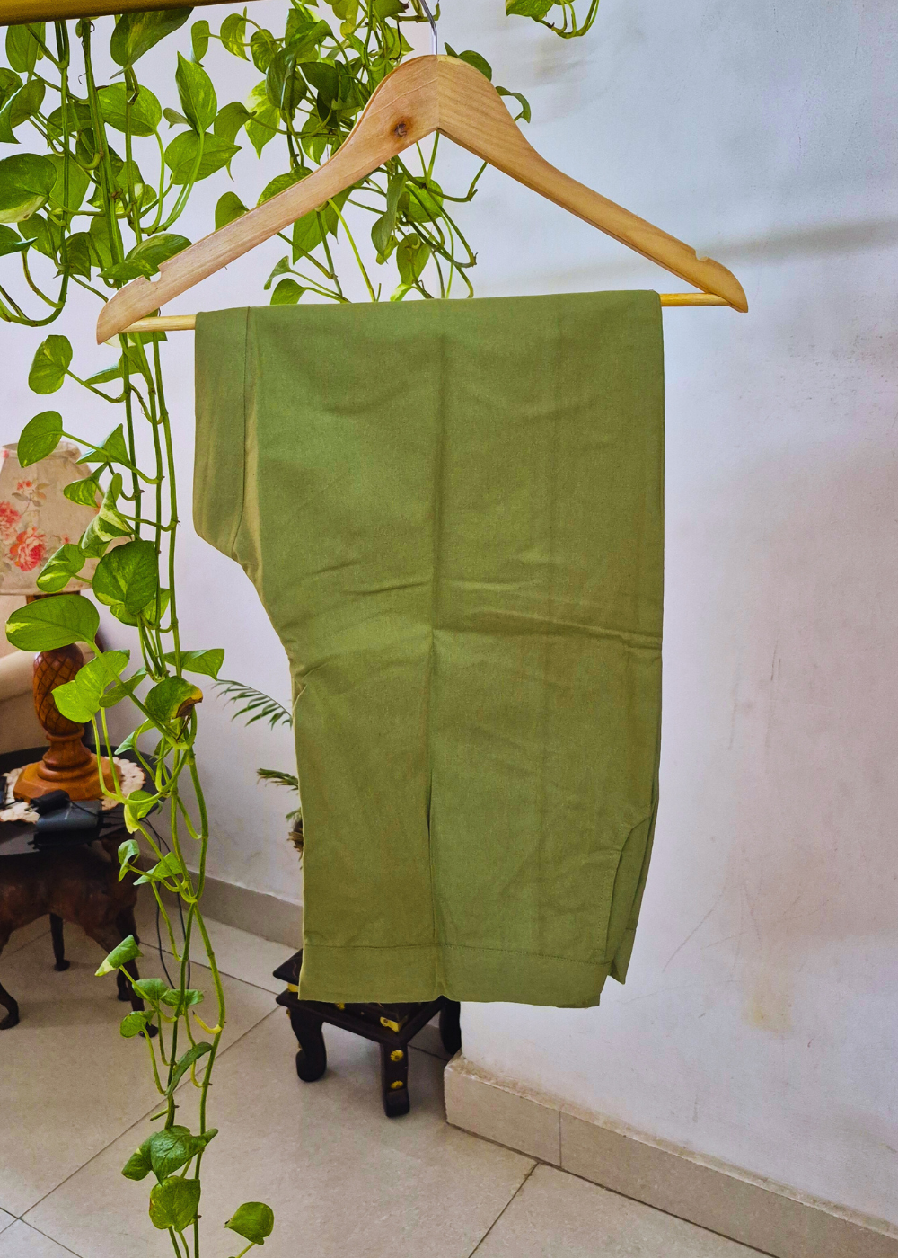 Everyday Green Cotton Pant For Women