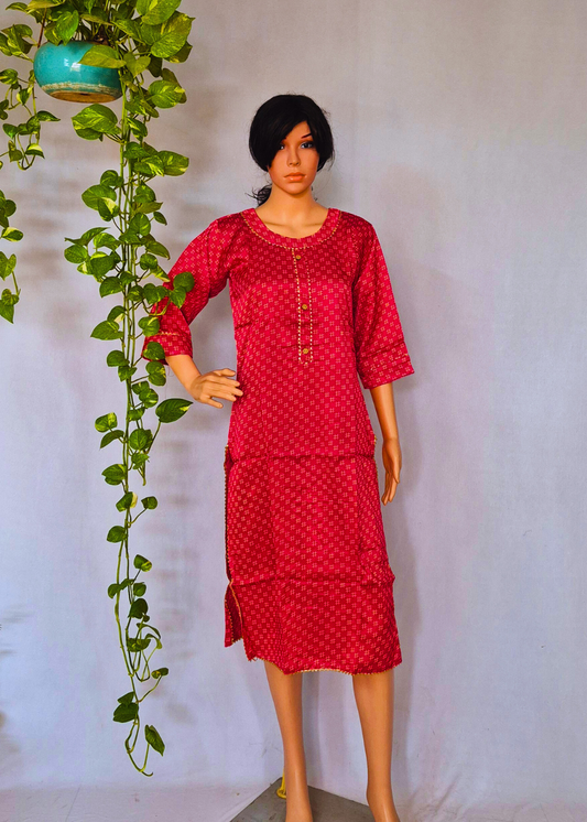 Mashru Silk Rani Pink Kurta
