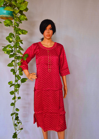 Mashru Silk Rani Pink Kurta