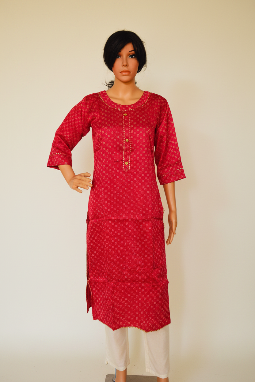Mashru Silk Rani Pink Kurta