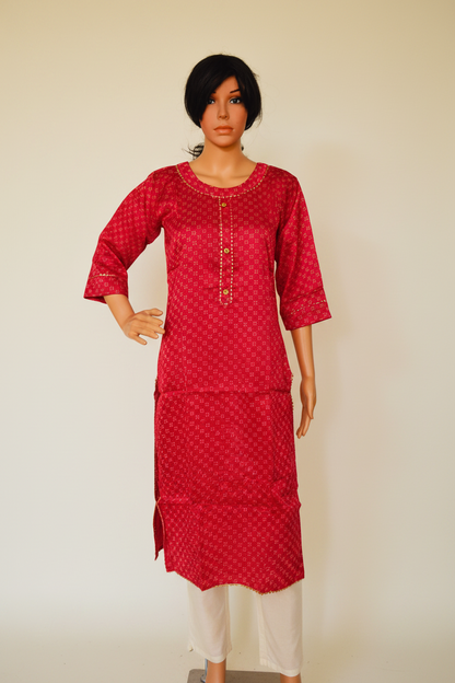 Mashru Silk Rani Pink Kurta